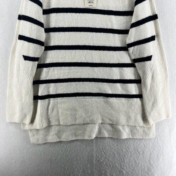 A New Day Sweater Womens XL Cream Black Striped Cowl Mock Neck Heavy Cozy NEW - Picture 9 of 12